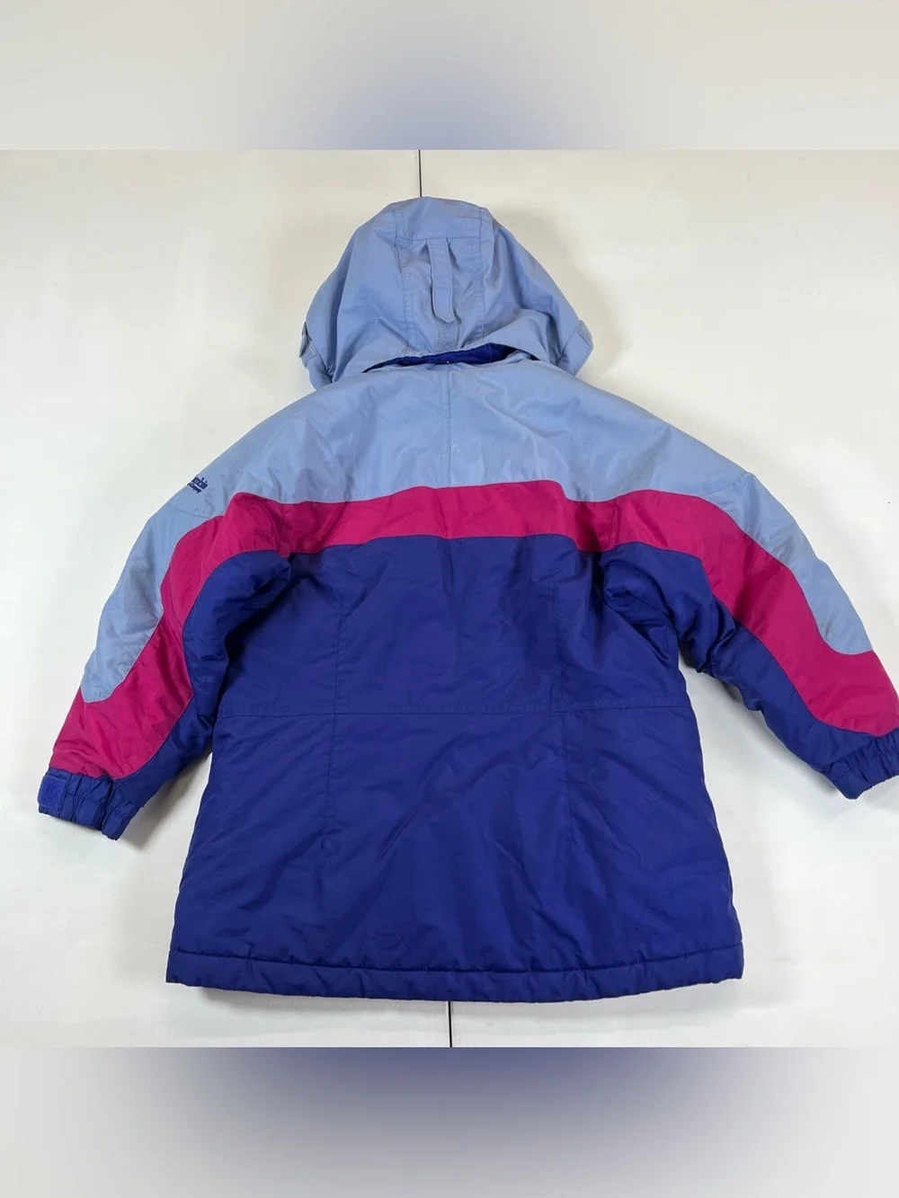 Vintage Columbia Bugaboo Jacket Youth 6 Blue Pink Ski Colorblock Hooded Nylon